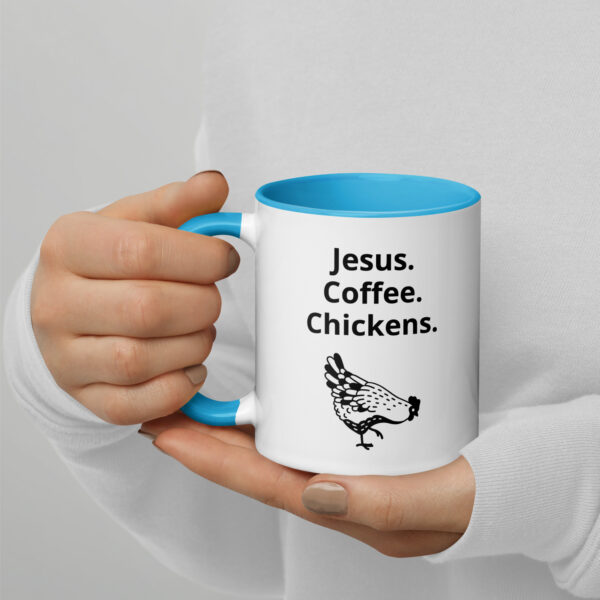 Jesus. Coffee. Chickens. - Mug with Color Inside - Image 7