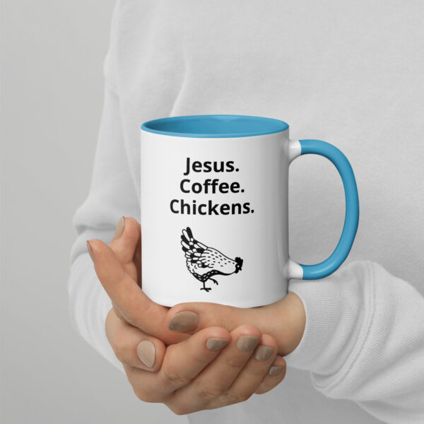 Jesus. Coffee. Chickens. - Mug with Color Inside - Image 8