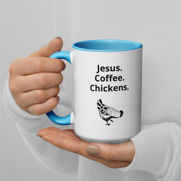 Jesus. Coffee. Chickens. - Mug with Color Inside - Image 9