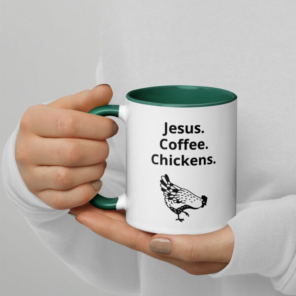 Jesus. Coffee. Chickens. - Mug with Color Inside