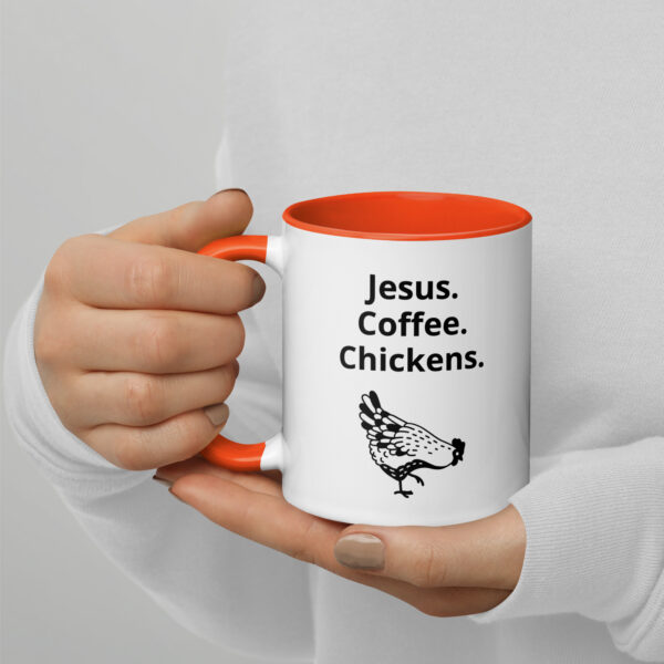 Jesus. Coffee. Chickens. - Mug with Color Inside - Image 5