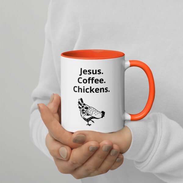 Jesus. Coffee. Chickens. - Mug with Color Inside - Image 6